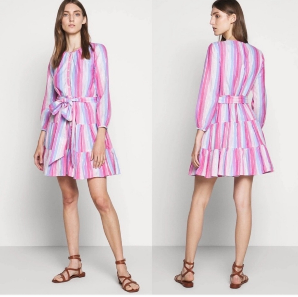J. Crew Pastel Striped Veda Belted Dress